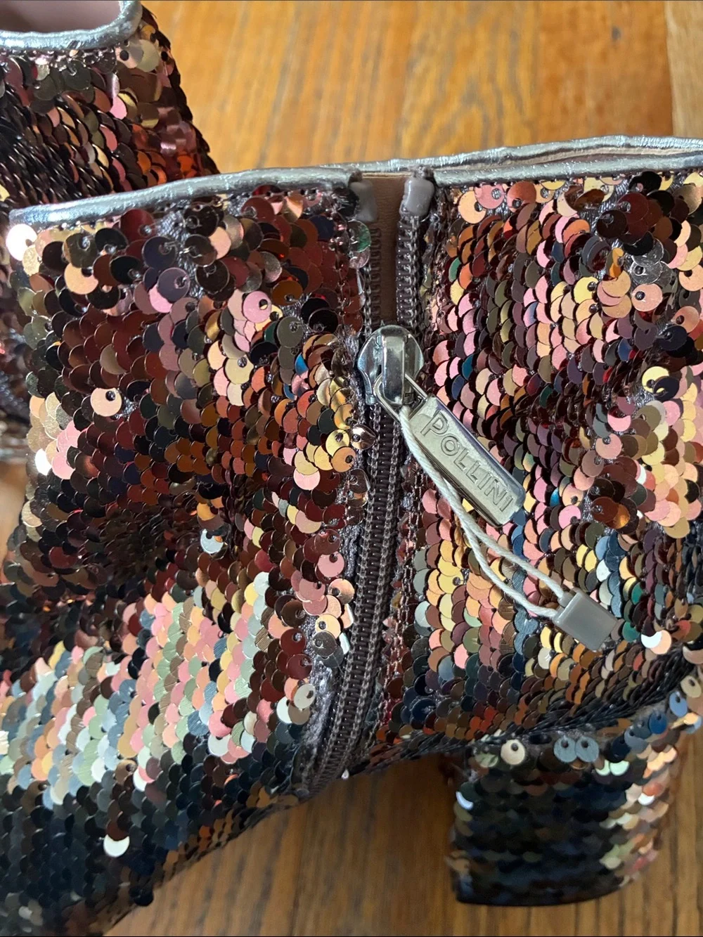 Pollini Sequin Block Heel Ankle Boot - Multicolor size 39 US 8.5
